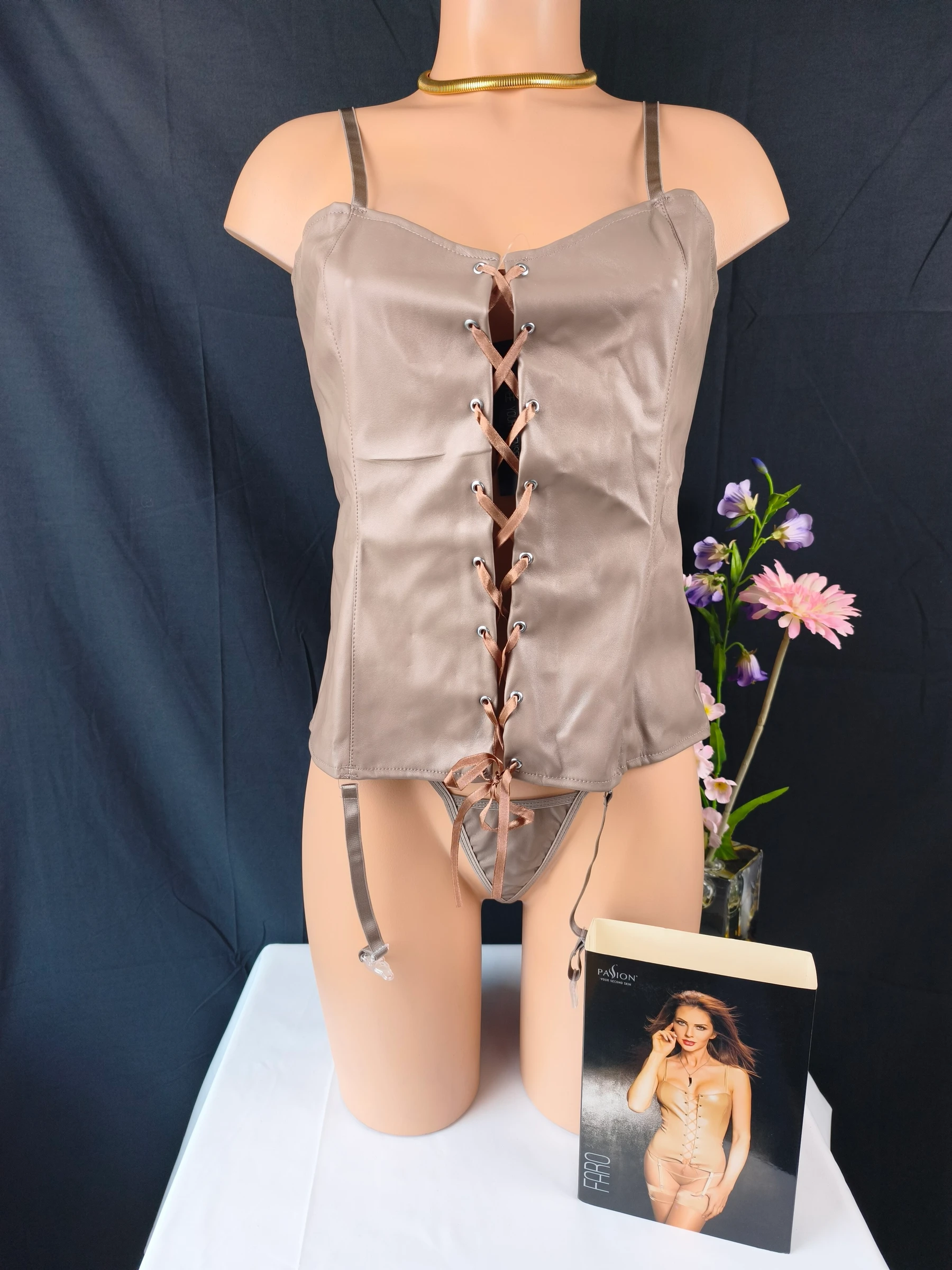 Ensemble 2 pièces type simili cuir Taupe – Neuf Taille L/XL